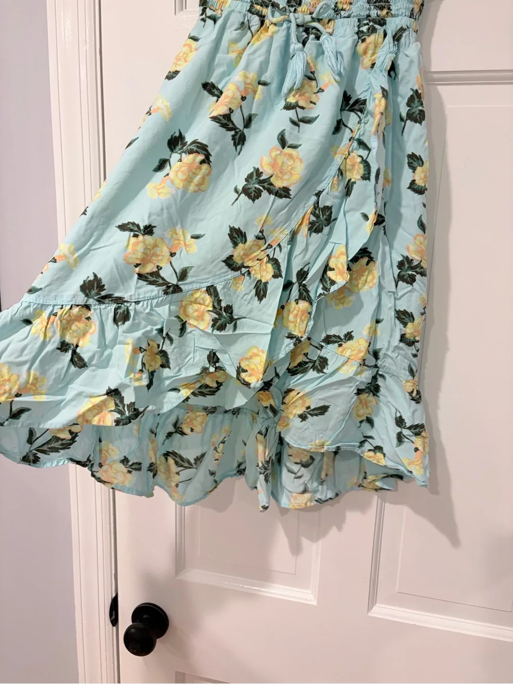 Justice Light Blue Floral Smocked Off-Shoulder Dress